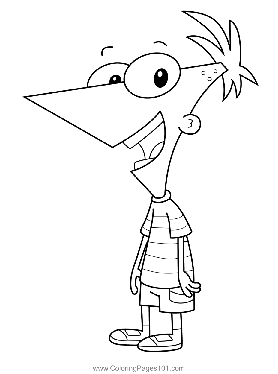 Phineas Flynn Phineas and Ferb Coloring Page for Kids - Free Phineas
