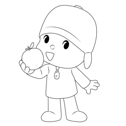 Apple Pocoyo Free Coloring Page for Kids