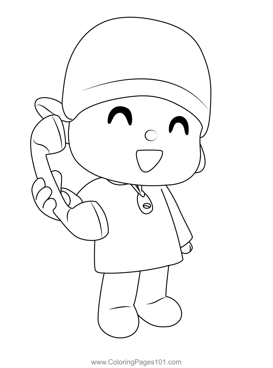 Call Pocoyo Coloring Page for Kids - Free Pocoyo Printable Coloring ...