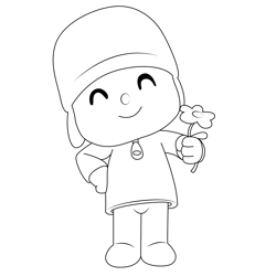 Pocoyo Flower Free Coloring Page for Kids