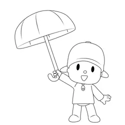 Umbrella With Pocoyo Free Coloring Page for Kids
