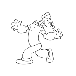 Popeye Running Free Coloring Page for Kids
