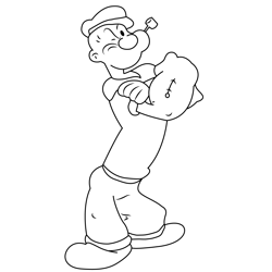 Popeye With Smoke Pipe Free Coloring Page for Kids
