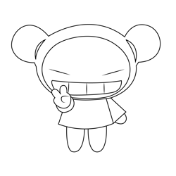 Pucca Victory Free Coloring Page for Kids