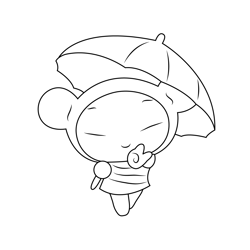 Pucca With Umbrella Free Coloring Page for Kids