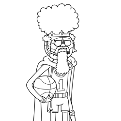 God of Basketball Regular Show Free Coloring Page for Kids