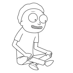 Morty Smith Sitting Rick and Morty Free Coloring Page for Kids