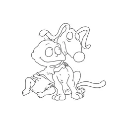 Tommy Hugs Dog Free Coloring Page for Kids