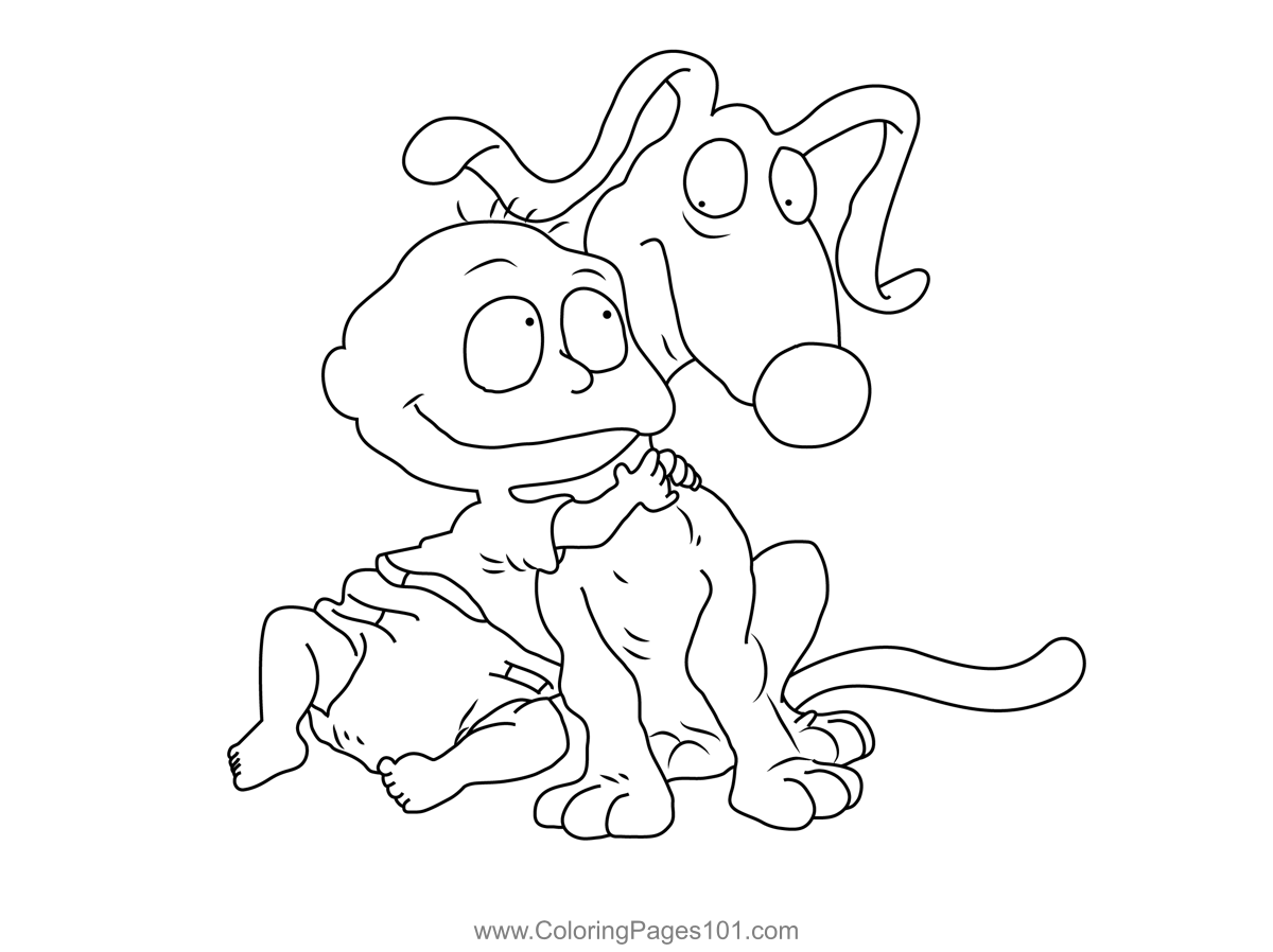 Tommy Hugs Dog Coloring Page for Kids - Free Rugrats Printable Coloring  Pages Online for Kids  | Coloring Pages for Kids