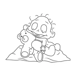 Tommy With Teddy Bear Free Coloring Page for Kids
