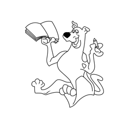 Scooby Doo With Book And Pencil Free Coloring Page for Kids