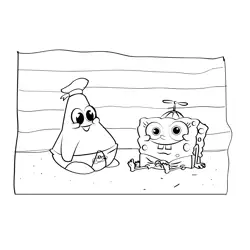 Baby Patrick And Spongebob Free Coloring Page for Kids