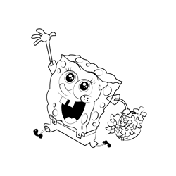 Happy Spongebob Free Coloring Page for Kids