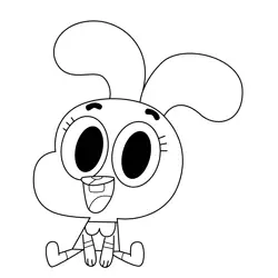 Anais Watterson Sitting Gumball Free Coloring Page for Kids