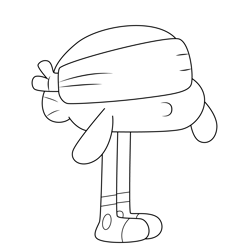 Darwin Watterson Blindfolded Gumball Free Coloring Page for Kids