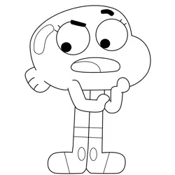 Darwin Watterson Thinking Gumball Free Coloring Page for Kids