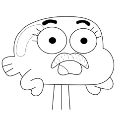 Darwin Watterson with Mustache Gumball Free Coloring Page for Kids