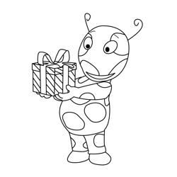 Uniqua Holding A Present The Backyardigans Free Coloring Page for Kids