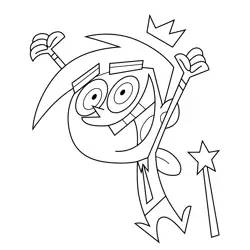 Cosmo Jumping Fairly Odd Parents Free Coloring Page for Kids