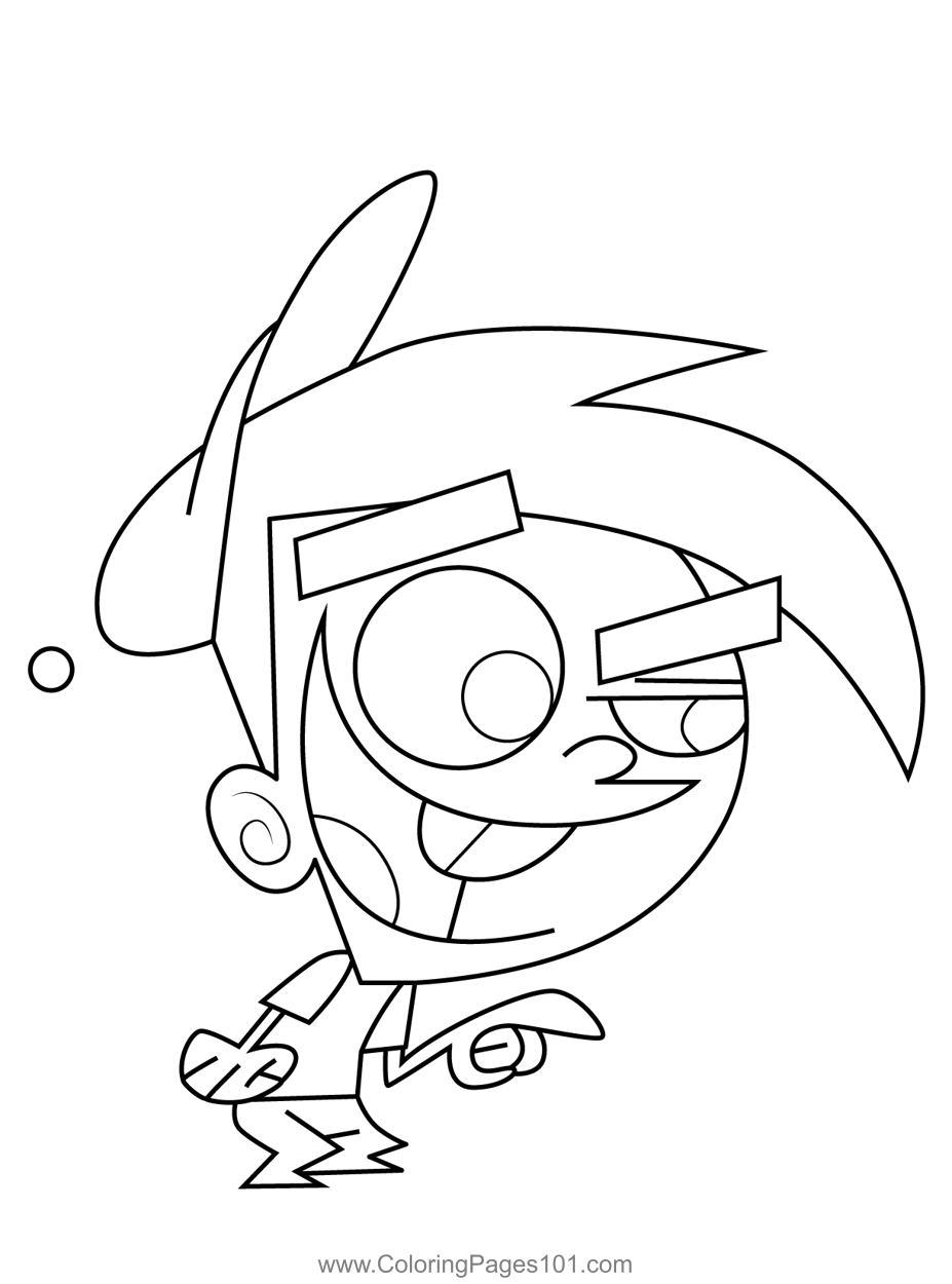Timmy Turner Pointing Fairly Odd Parents Coloring Page for Kids - Free ...