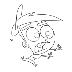 Timmy Turner Running Fairly Odd Parents Free Coloring Page for Kids