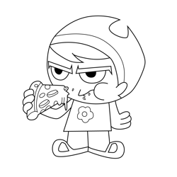 Mandy Eating Pizza The Grim Adventures of Billy and Mandy Free Coloring Page for Kids