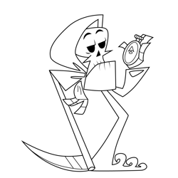 The Grim Reaper Looking at Watch The Grim Adventures of Billy and Mandy Free Coloring Page for Kids
