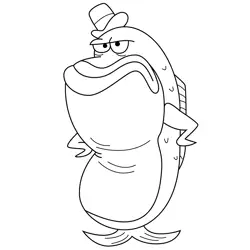Albert the Foul Mouth Bass The Ren & Stimpy Show Free Coloring Page for Kids