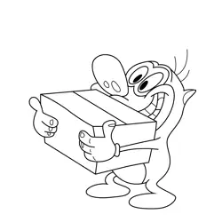 Stimpy with his Invention Box The Ren & Stimpy Show Free Coloring Page for Kids