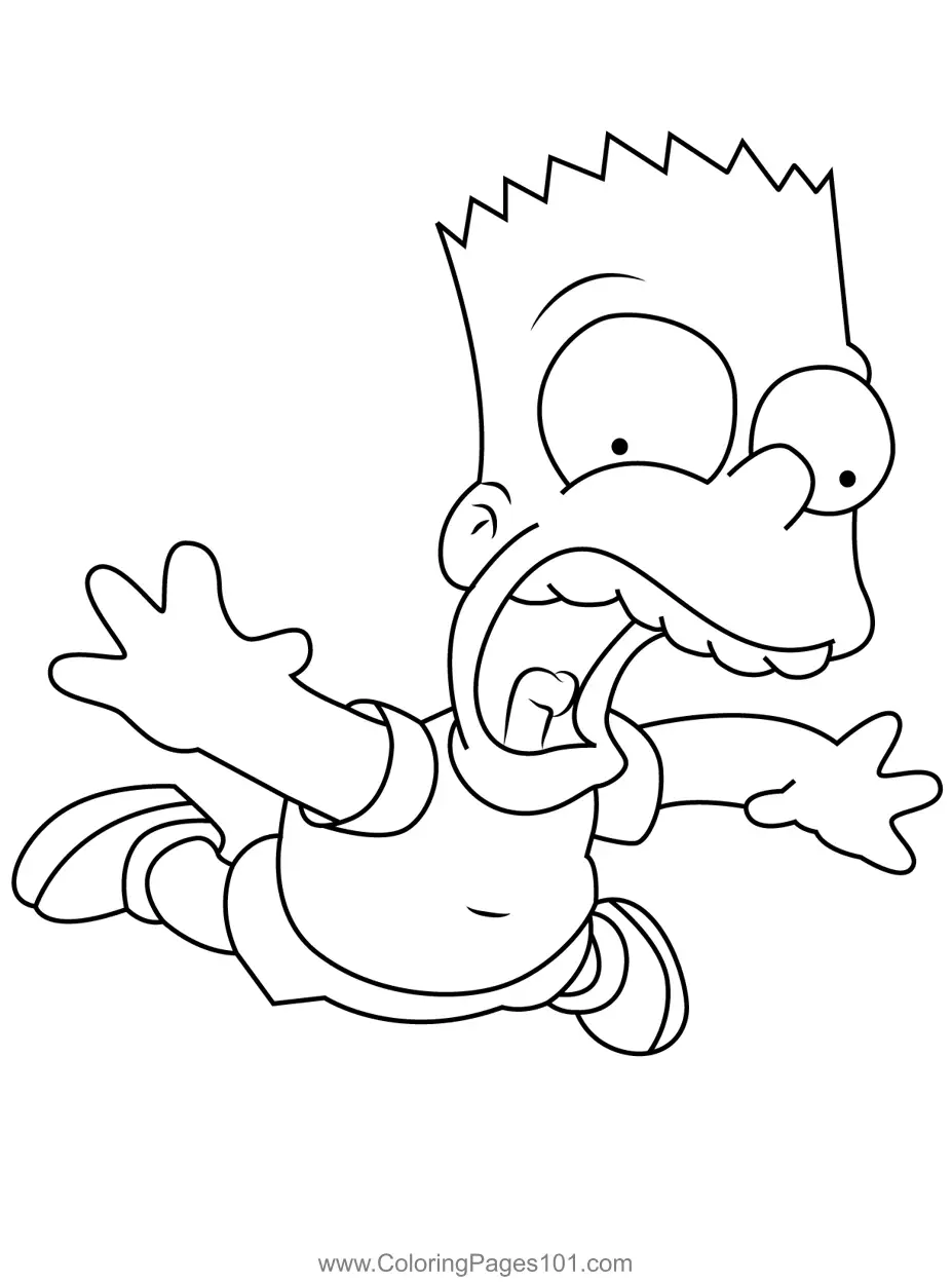 Bart Simpson Afraid Coloring Page for Kids - Free The Simpsons