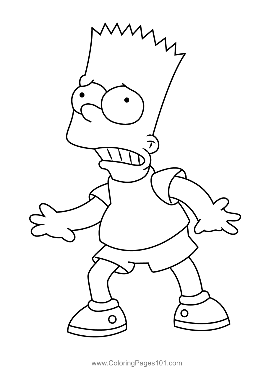 Bart Simpson Gets Shocks Coloring Page for Kids - Free The Simpsons