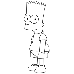 Cute Bart Simpson Free Coloring Page for Kids