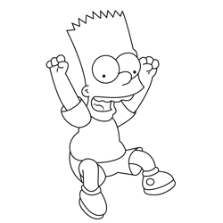Happy Bart Simpson Free Coloring Page for Kids