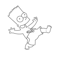 Joyful Bart Simpson Free Coloring Page for Kids
