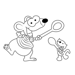 Toopy And Binoo Enjoying Free Coloring Page for Kids