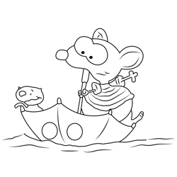 Toopy And Binoo Sitting In Umbrella Free Coloring Page for Kids