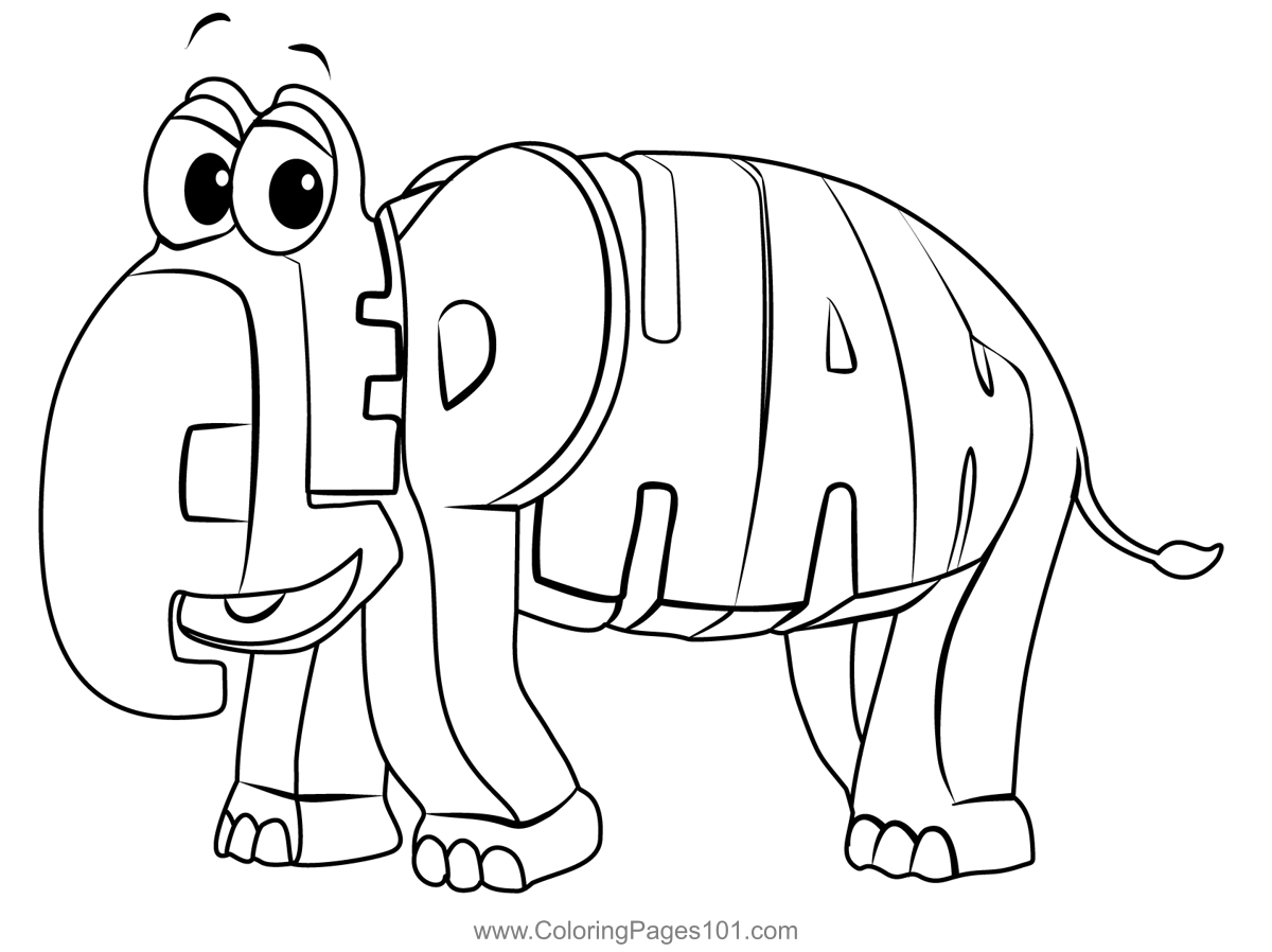 Elephant From Wordworld Coloring Page for Kids - Free WordWorld