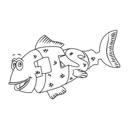 Fish From Wordworld Free Coloring Page for Kids