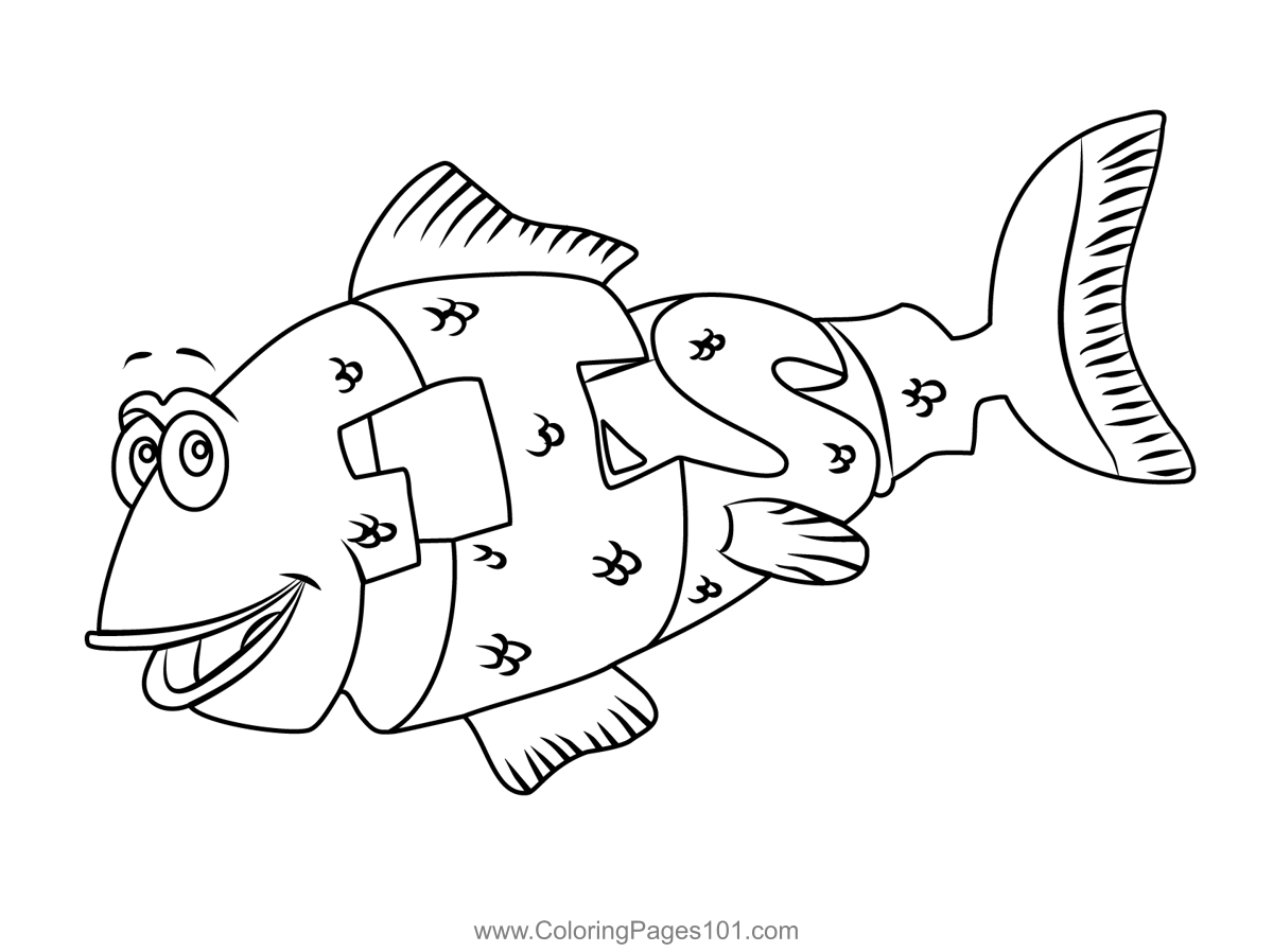 Fish From Wordworld Coloring Page for Kids - Free WordWorld Printable
