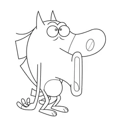 Zig Standing in Shock Zig and Sharko Free Coloring Page for Kids