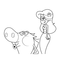 Zig and Marina Walking Together Zig and Sharko Free Coloring Page for Kids