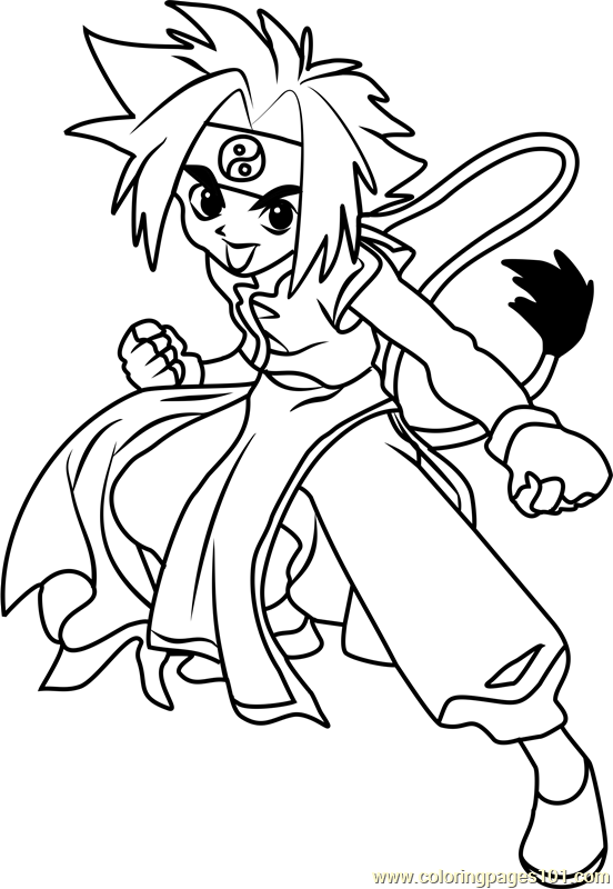 Ray Kon Beyblade Coloring Page for Kids - Free Beyblade Printable