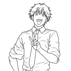 Denji Chainsaw Man Free Coloring Page for Kids