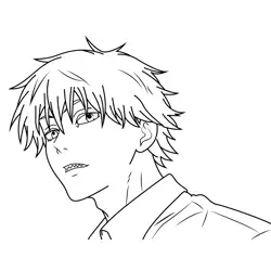 Denji Face Chainsaw Man Free Coloring Page for Kids