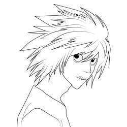 L Lawliet Death Note Free Coloring Page for Kids