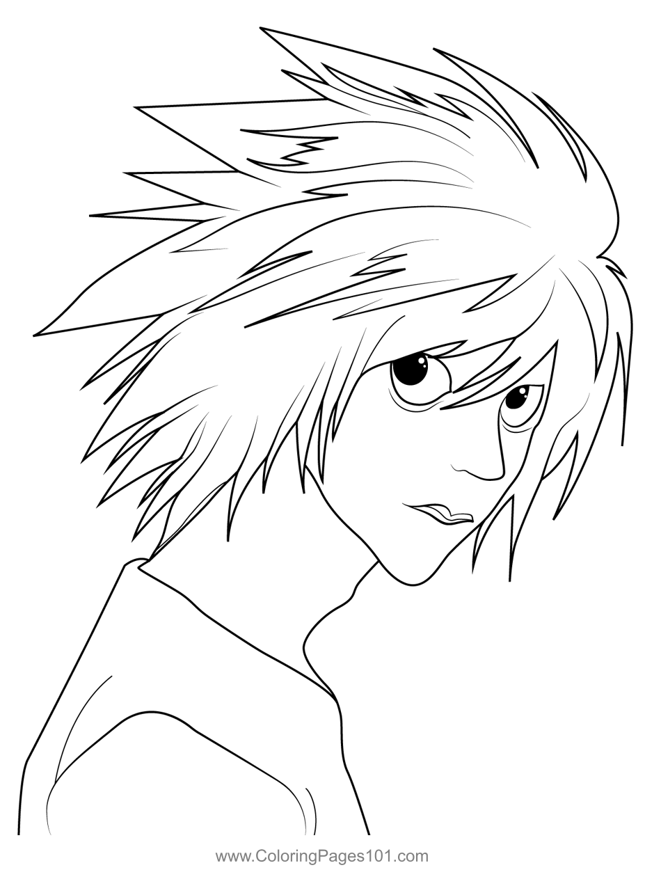 L Lawliet Death Note Coloring Page for Kids - Free Death Note Printable