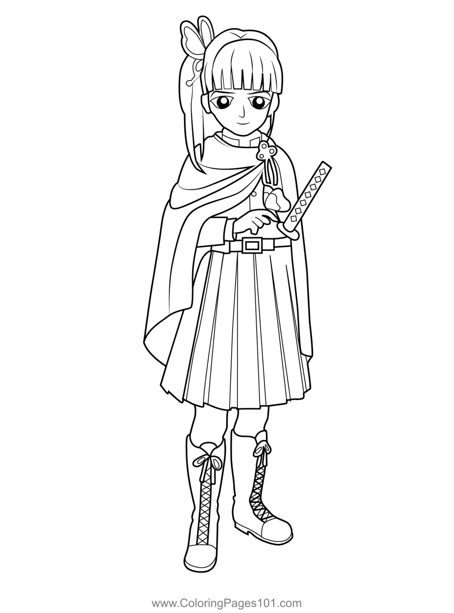 Kanao Tsuyuri Demon Slayer Coloring Page for Kids - Free Demon Slayer ...