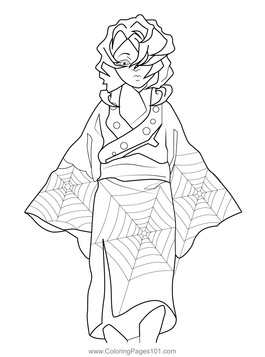 Rui Demon Slayer Coloring Page for Kids - Free Demon Slayer Printable