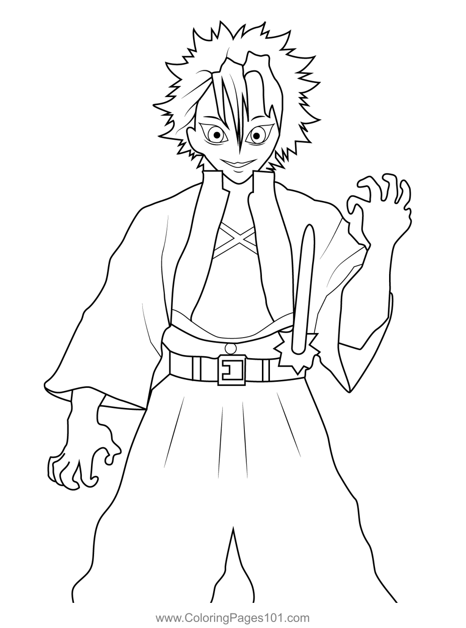 Sanemi Shinazugawa Demon Slayer Coloring Page for Kids - Free Demon