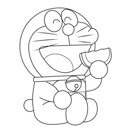 Doraemon Eating Dora Cake Doraemon Free Coloring Page for Kids